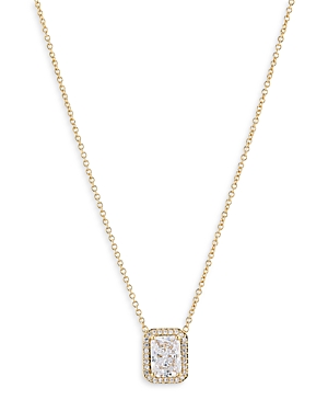 NADRI EMERALD CUT HALO PENDANT NECKLACE, 16
