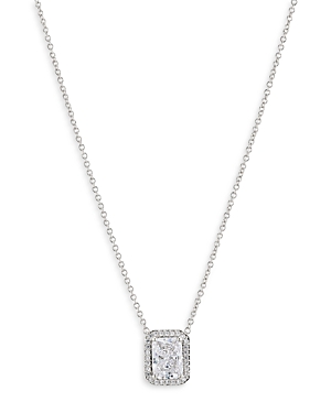 Nadri Emerald Cut Halo Pendant Necklace, 16