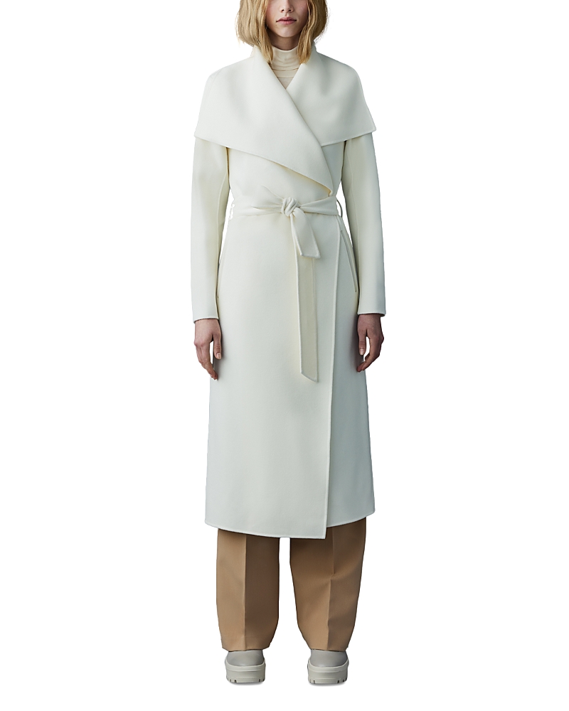Mackage Mai Wool Belted Wrap Coat In Cream