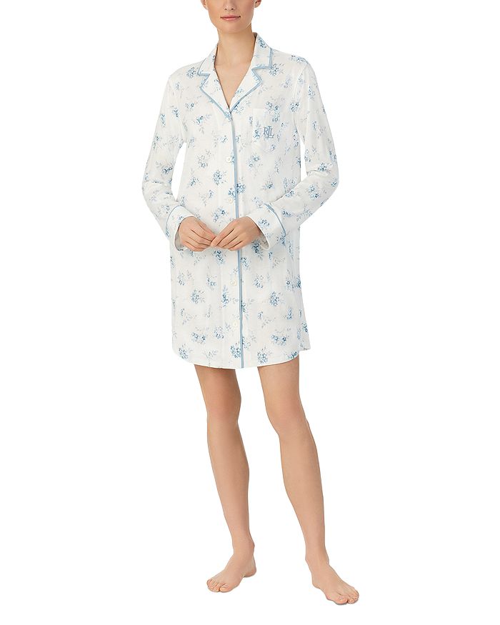 Ralph Lauren Long Sleeve Notch Collar Sleepshirt | Bloomingdale's