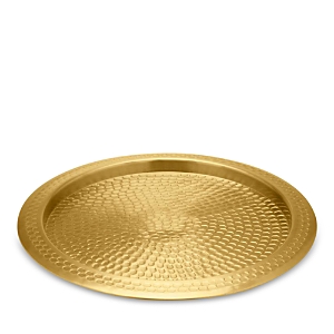 Shop Blue Pheasant Conway Round Tray In Antique Brass