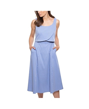 Shop Madri Collection Crossover Nursing Dress In Light/pastel Blue