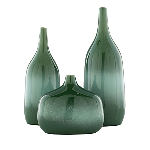 Shop Surya Sparta Ceramic Vase, Set Of 3 In Green