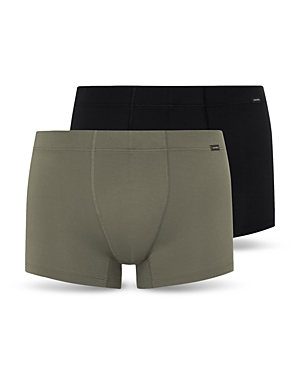 Hanro Cotton Essentials Covered Waistband Boxer Briefs, Pack Of 2 In Antique Gray