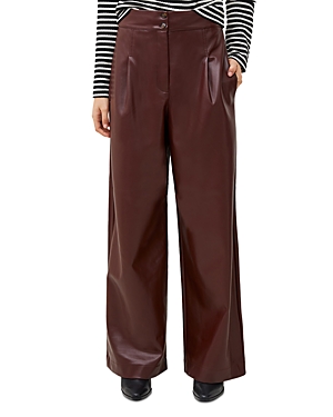 Shop French Connection Crolenda Faux Leather Pleated Pants In Bitter Chocolate