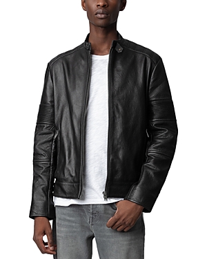 Zadig & Voltaire Leather Unisex Lean Biker Jacket In Anthracite