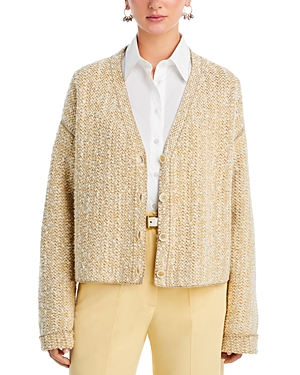 Shop Fabiana Filippi Drop Shoulder Cardigan In Yellow