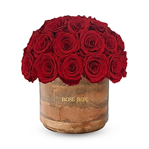 Rose Box Nyc Rustic Classic 35 Rose Half Ball Arrangement In Red Flame