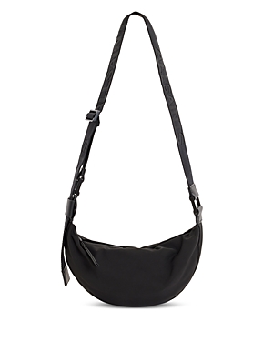 Allsaints Half Moon Crossbody In Black/black