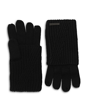 Shop Allsaints Traveling Rib Foldover Gloves In Black