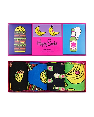 Shop Happy Socks Yummy Crew Socks Gift Set, Pack Of 4 In Dark Pink