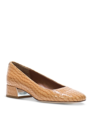 Women's Croc Embossed Patent Leather Square Toe Pumps