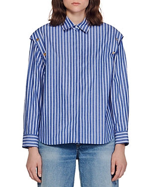 Sandro Cotton Striped Removable Sleeve Shirt