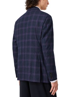Shadow Plaid Single Breasted Notch Lapel Suit Jacket