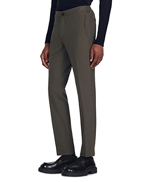 Sandro Jersey Pants In Olive Green