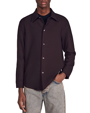 Sandro Joker Minimal Regular Fit Button Down Shirt In Black Brown