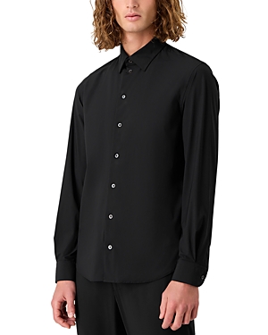 Armani Collezioni Emporio Armani Modern Fit Stretch Sport Shirt In Solid Black