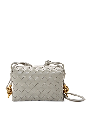 Bottega Veneta Mini Loop Intrecciato Leather Camera Bag In Agate Gray/gold