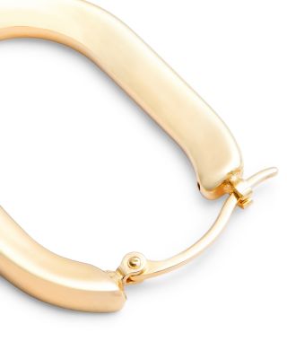 14K Yellow Gold Flat Oval Hoop Earrings