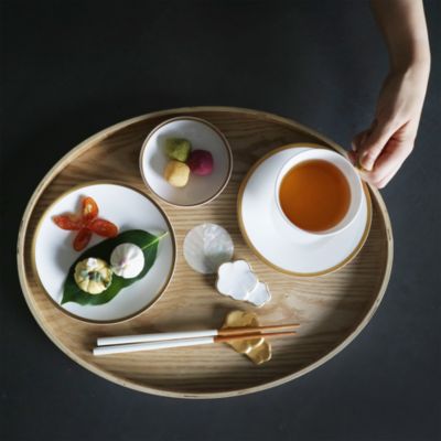 Golden Edge 6" Canape Bread Plate, Set of 2