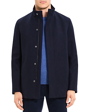 Theory Clarence Wool Melton Coat In Blue