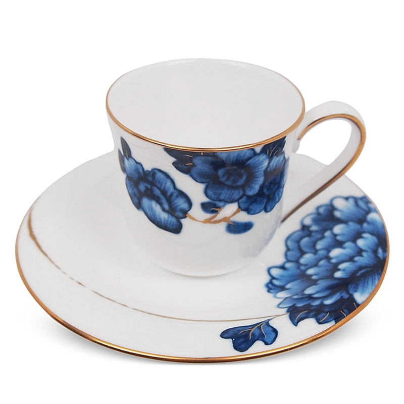 Prouna Emperor Flower 2-piece Espresso Cup & Saucer Set In Blue