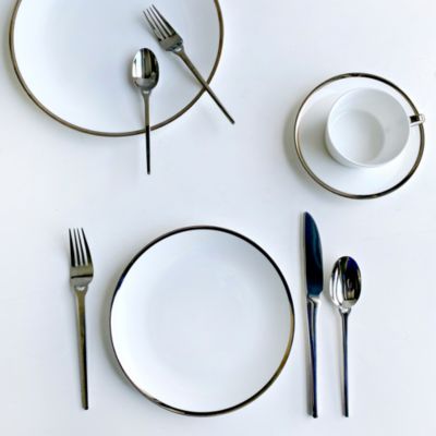 Platinum Edge Canape/Bread Plate, Set of 2