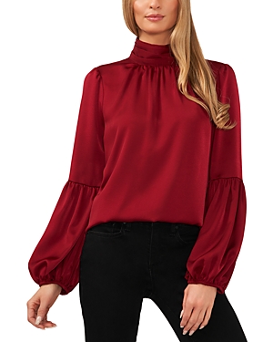 CeCe Mock Neck Blouson Sleeve Blouse