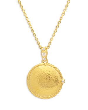Gurhan 18 & 22k Yellow Gold Locket Diamond Accented Textured Locket Pendant Necklace, 16-18