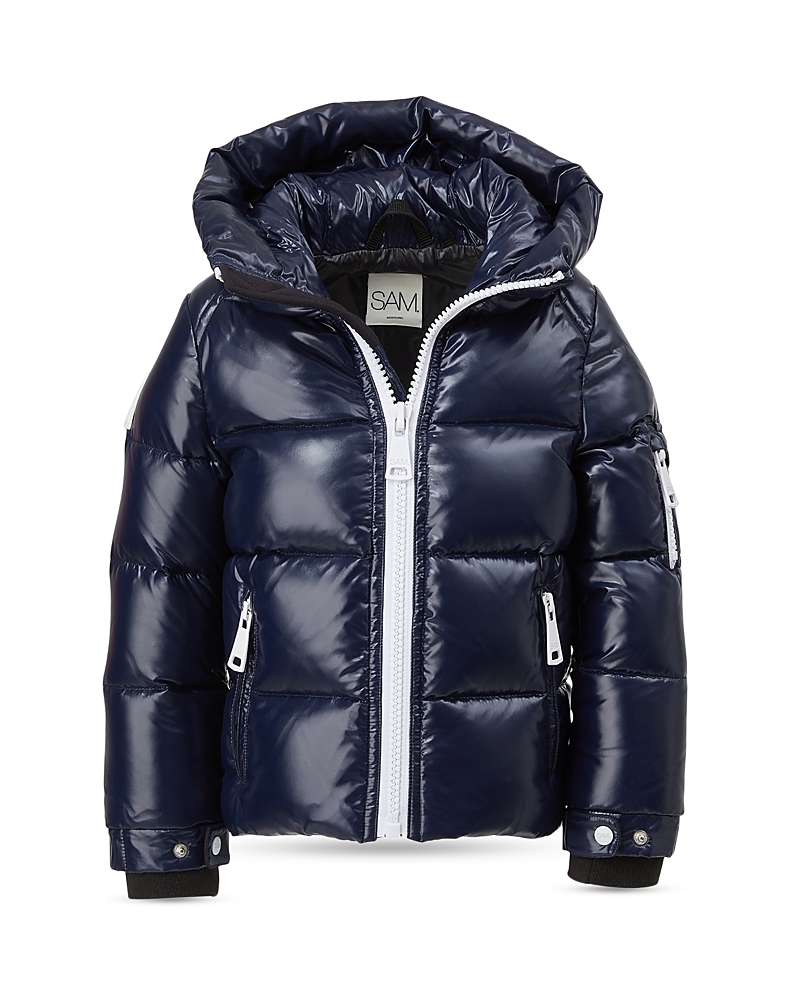 Sam Boys' Parker Hooded Down Puffer Jacket - Little Kid In Dark Marine/white