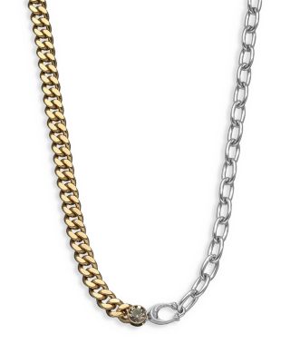 COACH - Signature Sculpted C Accent Mixed Chain Collar Necklace in Two Tone, 16"-18"