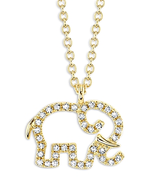 Moon & Meadow 14k Yellow Gold Diamond Elephant Pendant Necklace, 17-18