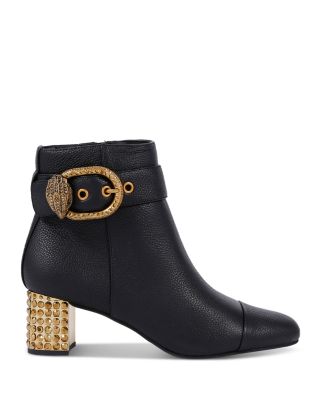 Women's Mayfair Eagle Head Buckle Black High Heel Ankle Boots
