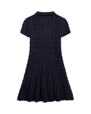 Girls' Cable-Knit Cotton Polo Sweater Dress - Little Kid