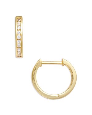 Aqua Cubic Zirconia Channel Set Small Hoop Earrings In Gold