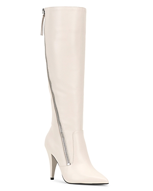 Vince Camuto Women's Alessa Pointed Toe Zip High Heel Boots In White