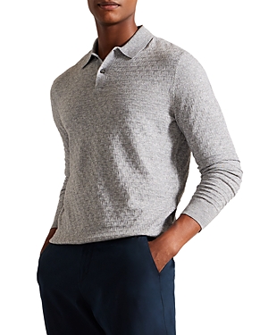 Ted Baker Morar Knit Polo In Gray Marl