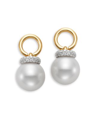 Bloomingdale's Fine Collection - Cultured Freshwater Pearl & Diamond Circle Drop Earrings in 14K Yellow Gold