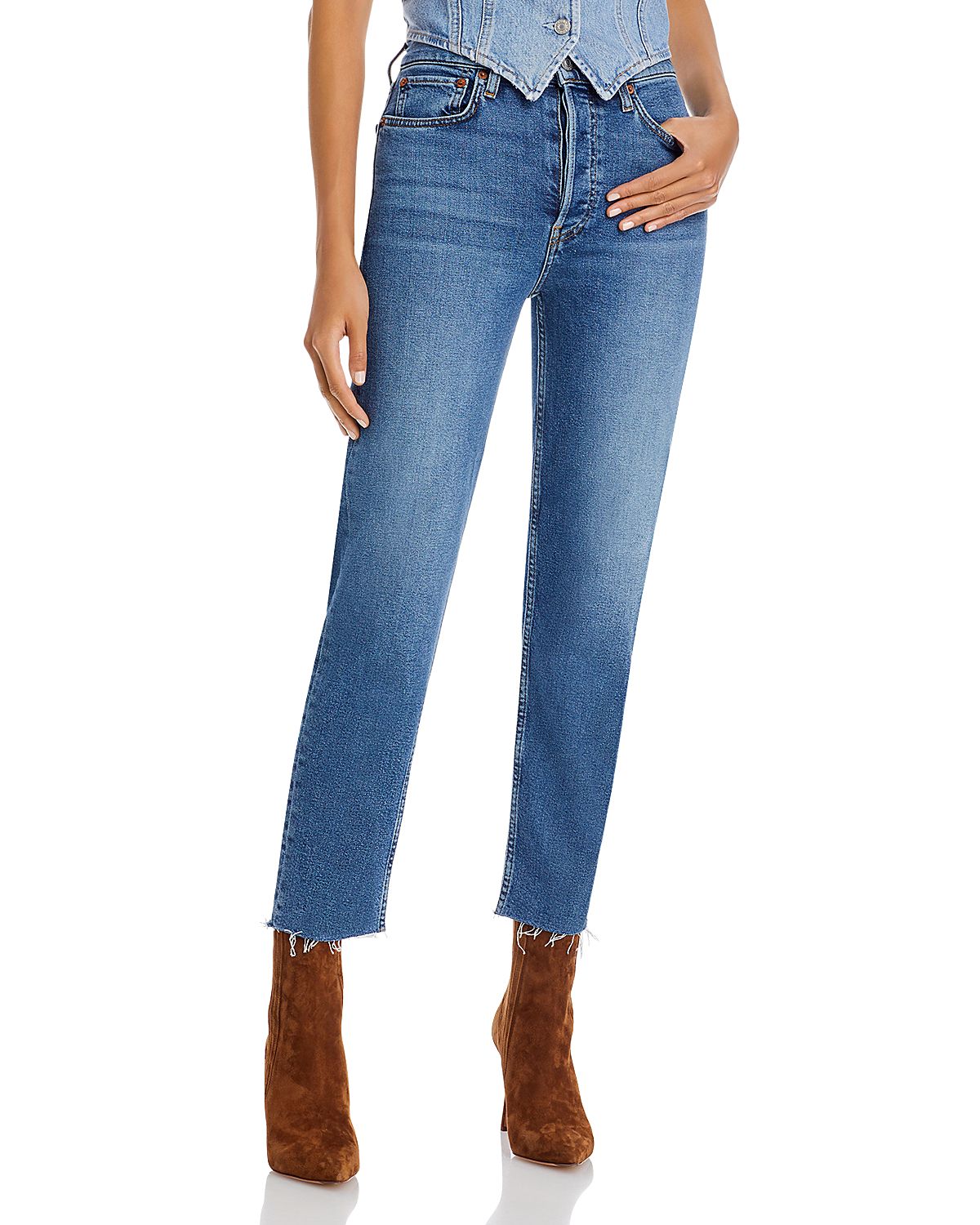 Re/Done Stove Pipe High Rise Straight Jeans