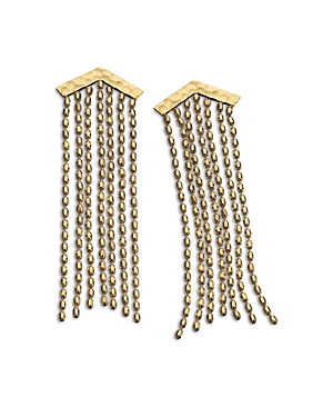 Shop Jennifer Zeuner Ira Hammered Chevron Chain Fringe Drop Earrings In 18k Gold Plated Sterling Silver