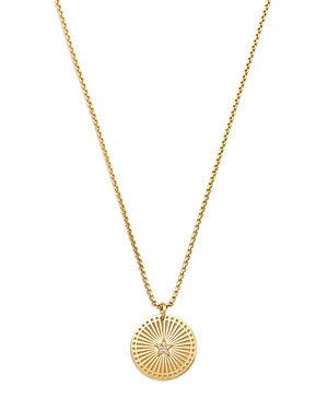 Zoë Chicco 14k Yellow Gold Medallion Diamond Star Sunbeam Disc Pendant Necklace, 16-18