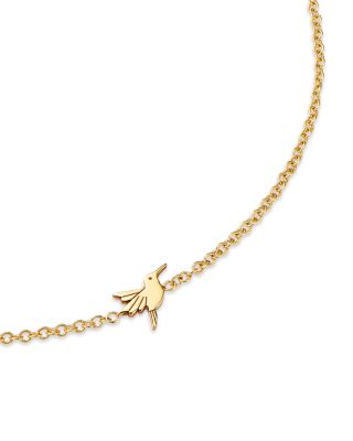 14K Yellow Gold Itty Bitty Symbols Hummingbird Link Chain Bracelet