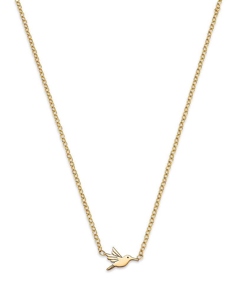 Zoe Chicco 14K Yellow Gold Itty Bitty Symbols Hummingbird Pendant Necklace, 14