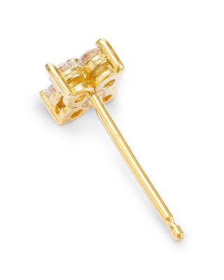 14K Yellow Gold Prong Diamonds Diamond Flower Single Stud Earring