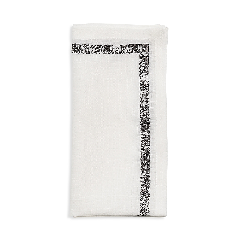 Kim Seybert Impression Napkin In White/gunmetal