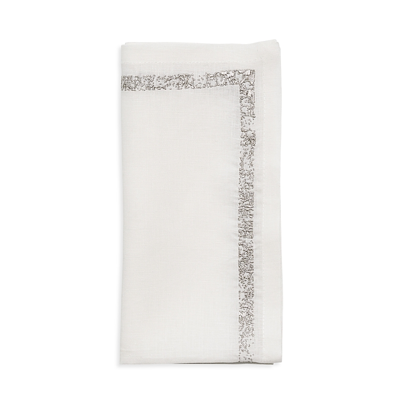 Kim Seybert Silver Impression Napkin In White/silver