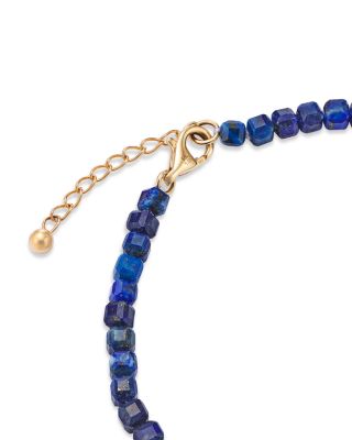 London Blue Topaz & Lapis Lazuli Bead Evil Eye Charm Bracelet in 14K Yellow Gold