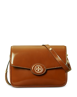 Shop Tory Burch Robinson Spazzolato Leather Convertible Shoulder Bag In Dark Sienna