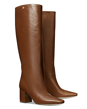 Shop Tory Burch Women's Banana Knee High Pointed Toe Boots In Lucio Brown