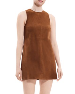 theory brown dress Theory Brown with Tag Chintz Fitted Scoop-neck Knee Cocktail Dress sz 4  $395 NWT